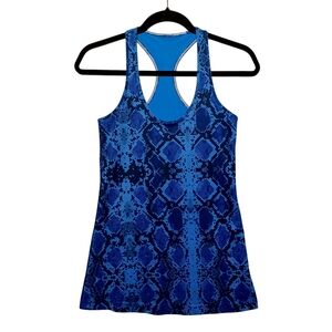 LULULEMON Tank Top XSmall Blue Black Snake Reptile Print Sleeveless Active